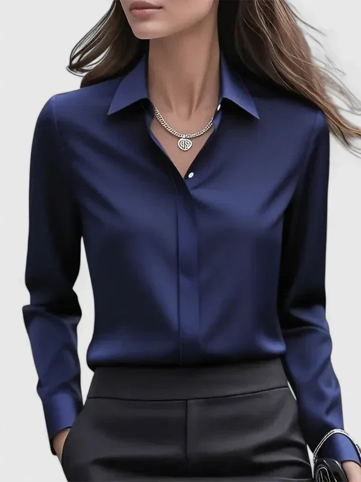 Melvaya | Tailored Silk-Touch Blouse