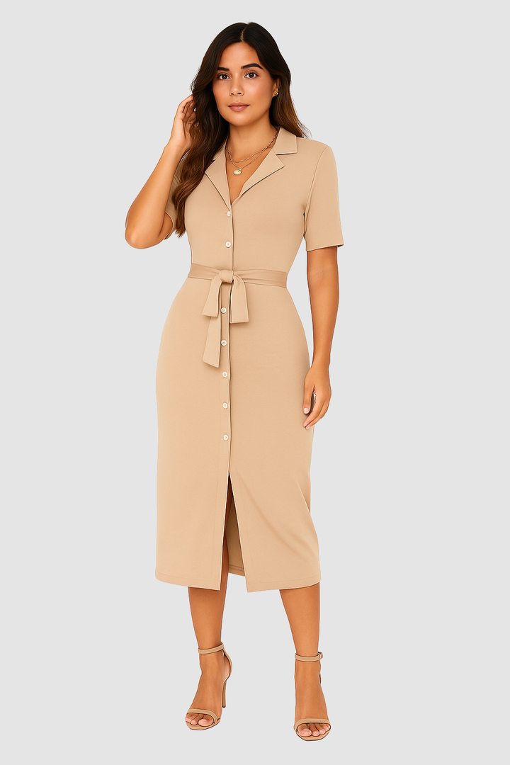 Women’s Shirt Dress – Textured Look, Elegant & Breezy