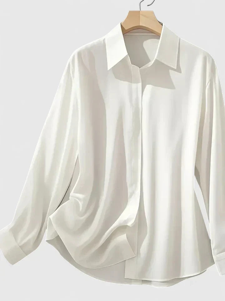 Melvaya | Tailored Silk-Touch Blouse