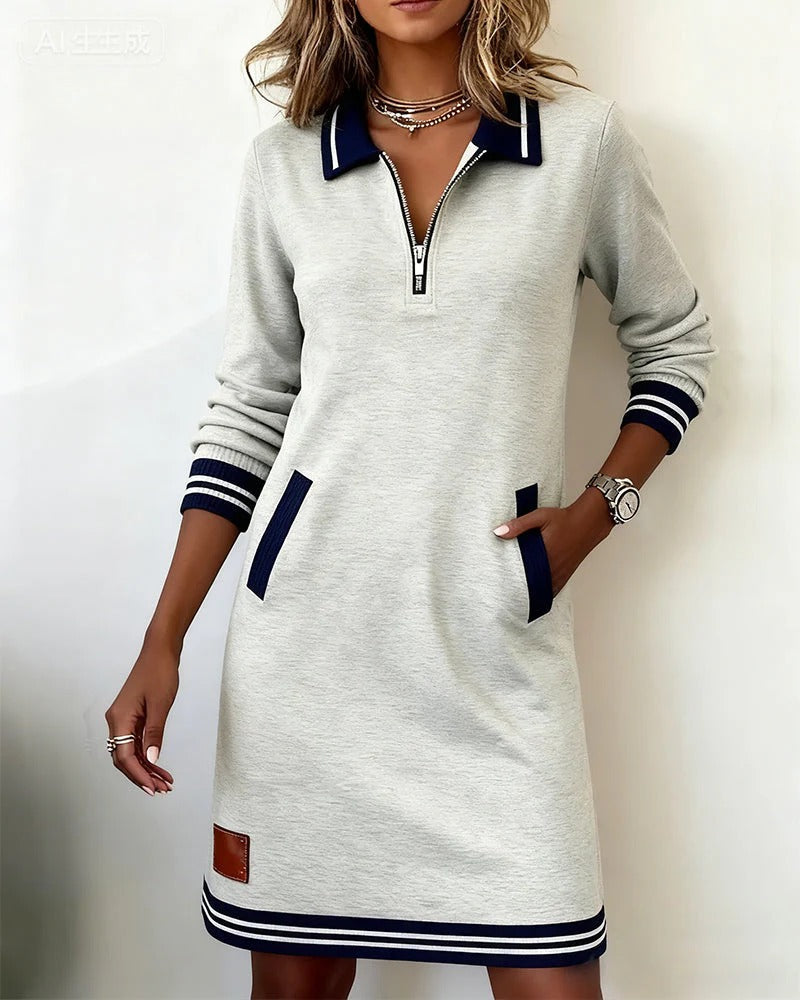 LORENZA | ZIP COLLAR SWEATSHIRT DRESS